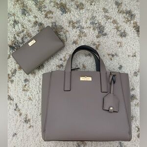 Kate Spade Grey Hand bag with Wallet